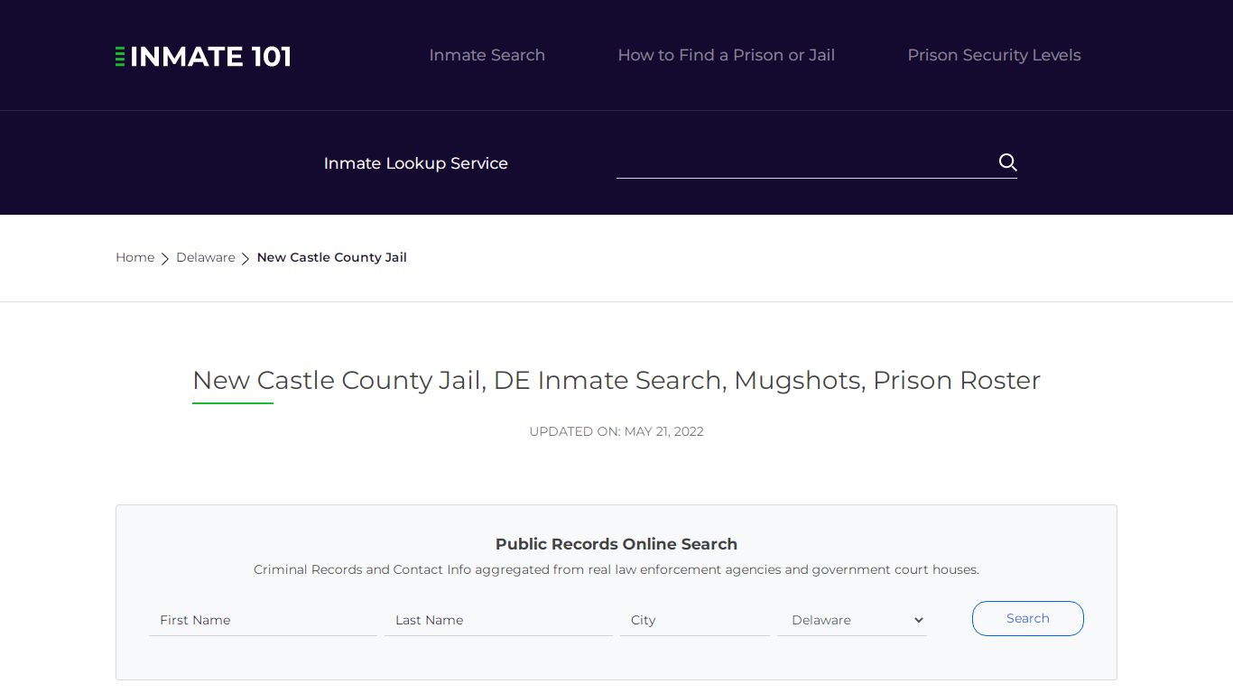 New Castle County Jail, DE Inmate Search, Mugshots, Prison ...