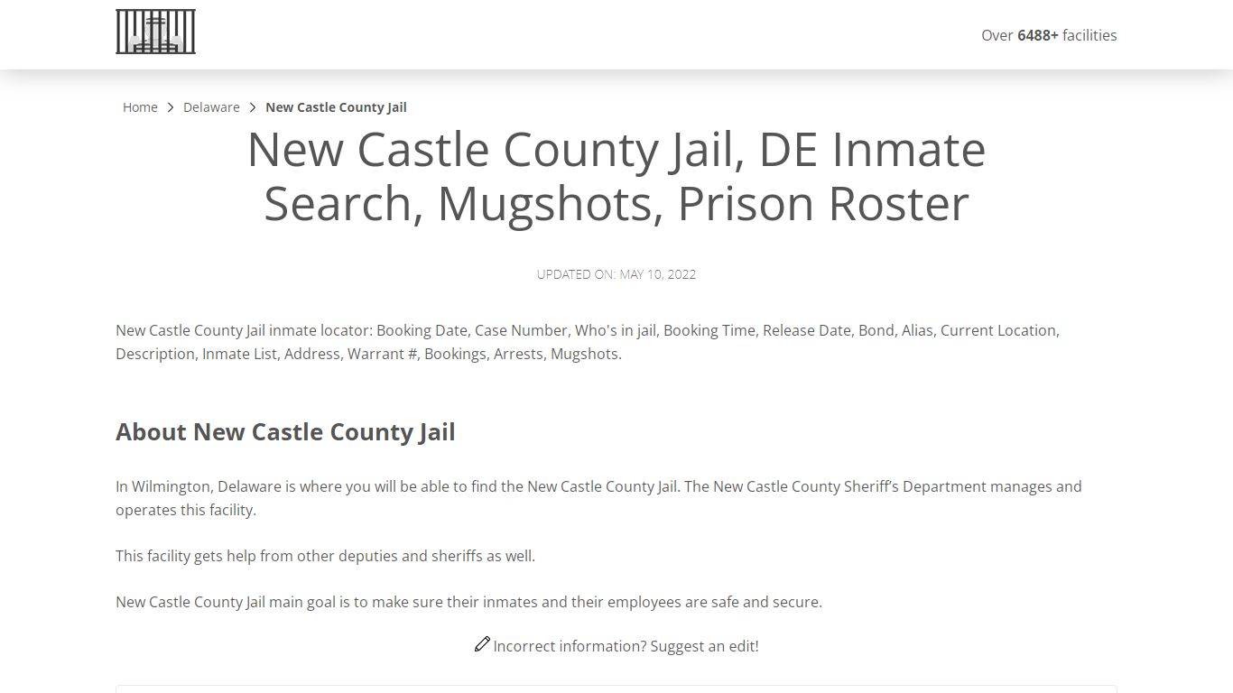 New Castle County Jail, DE Inmate Search, Mugshots, Prison ...